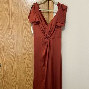 Azazie Soren Stretch Satin Dress Terracotta Bridesmaid Dress A12